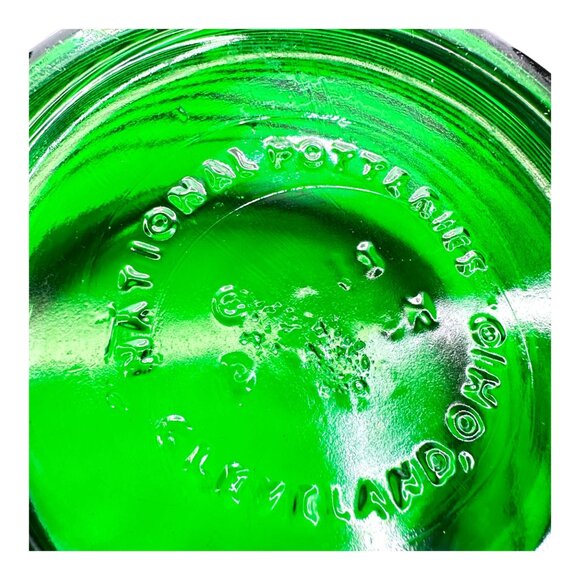 Vintage National Pottery Emerald Green Bee Hive Ribbed Glass Vase MCM EUC - Picture 5 of 9